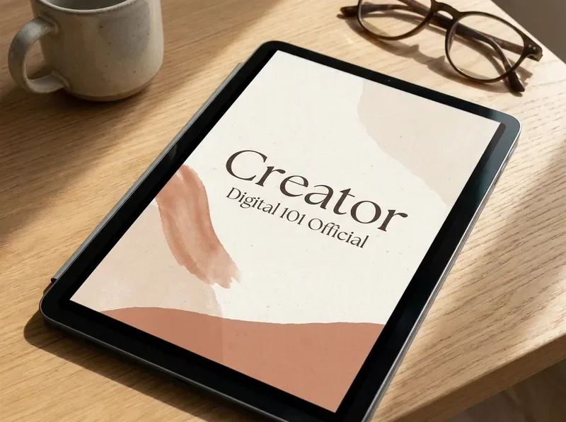 Digital workbook cover mockup with soft paper texture